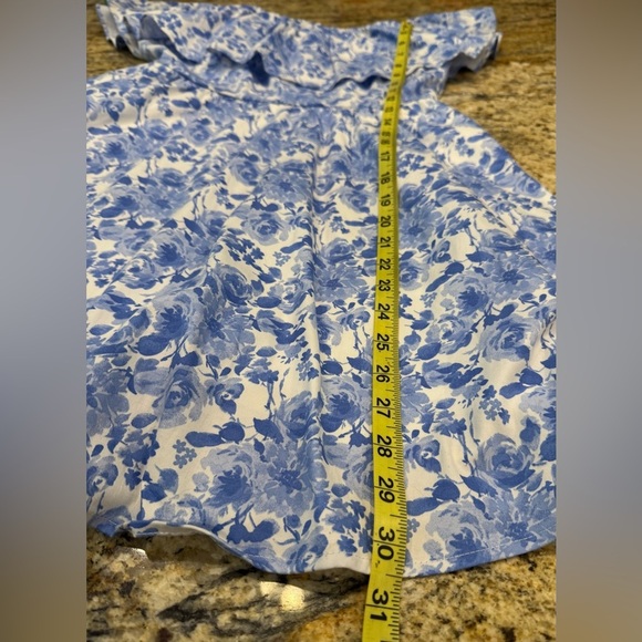 Altar’d State Slash Neck Floral Blue White Mini Dress Women Size Medium - Picture 9 of 10